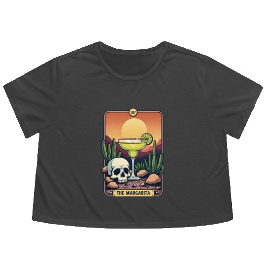 Mexican Cinco De Mayo The Margarita Tarot Card Flowy Cropped Tees