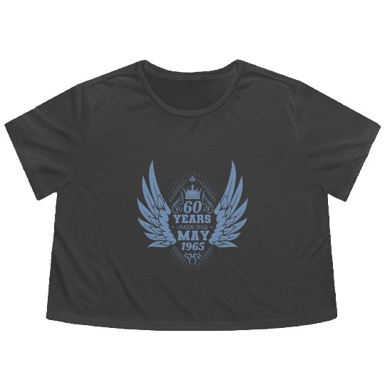 60th birthday angel wings unique since May 1965 Flowy Cropped Tees