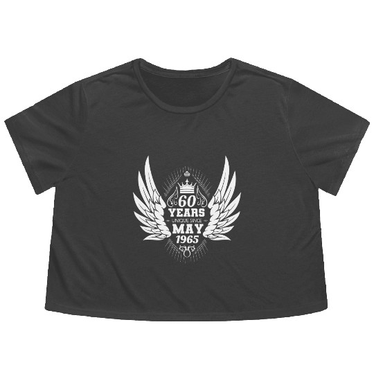 60th birthday angel wings unique since May 1965 Flowy Cropped Tees