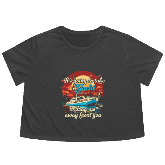 Vintage Style on Back Yacht Rock Party Boat Flowy Cropped Tees