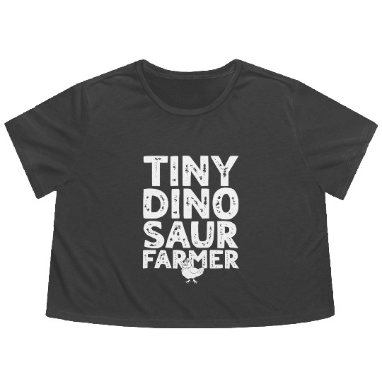 Dino Funny Dinosaur Farmer - Tiny Dinosaur farmer Flowy Cropped Tees