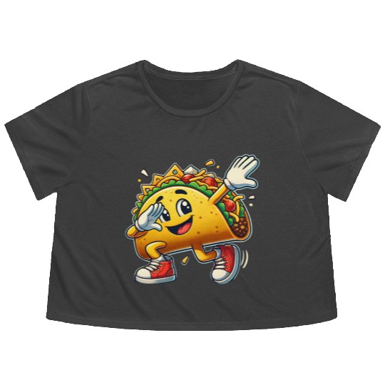 Dabbing Taco Cinco de Mayo Mexican Food Flowy Cropped Tees