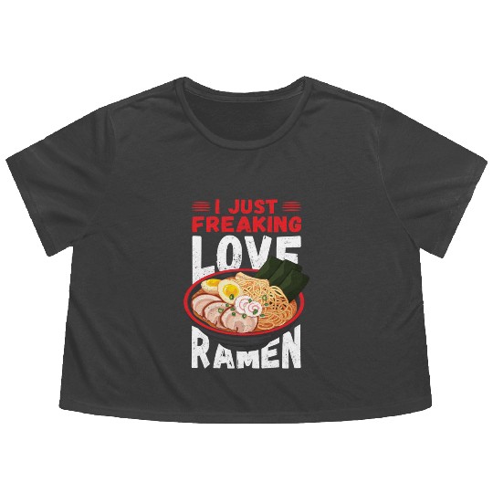 Ramen Japanese Noodles I Love Ramen Flowy Cropped Tees