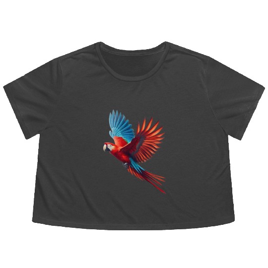 macaw parrot Flowy Cropped Tees