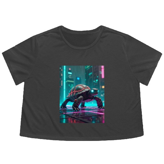 Cyberpunk Turtle Flowy Cropped Tees