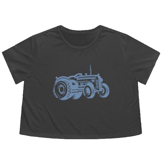 Tractor Silhouette Farmer Agriculture Flowy Cropped Tees
