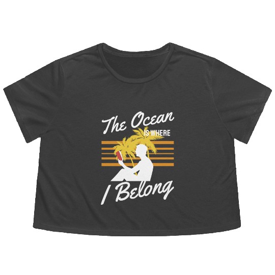 Ocean & Books where I Belong Flowy Cropped Tees