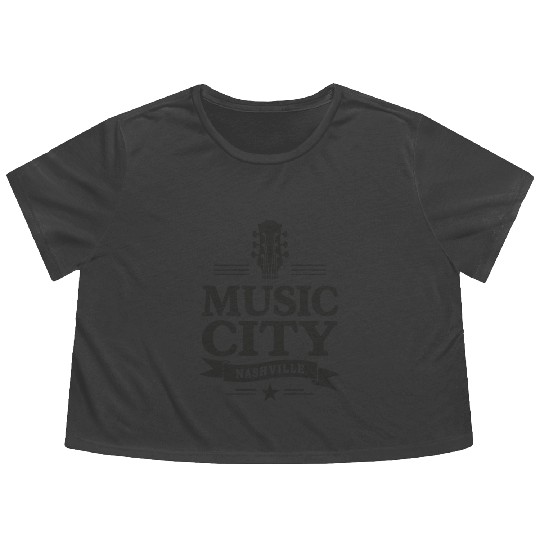 Music City Nashville Guitar Tennessee Flowy Cropped Tees