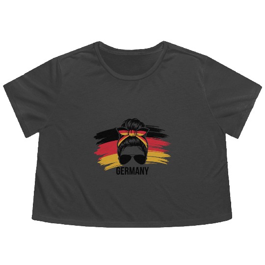 Stylish Germany Pride with Bandana and Sunglasses Flowy Cropped Tees