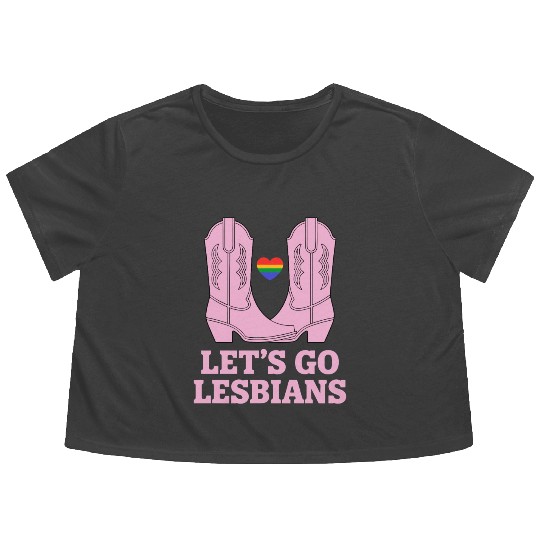 Let’s Go Lesbians Subtle Lesbian Pride Flowy Cropped Tees