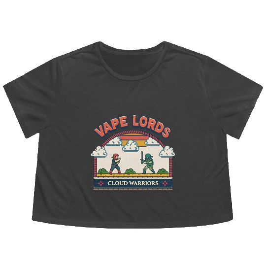 Vape Lords: Cloud Warriors Retro Game Flowy Cropped Tees