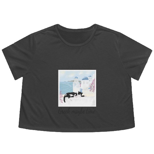 I live on GMT - greek maybe time Flowy Cropped Tees