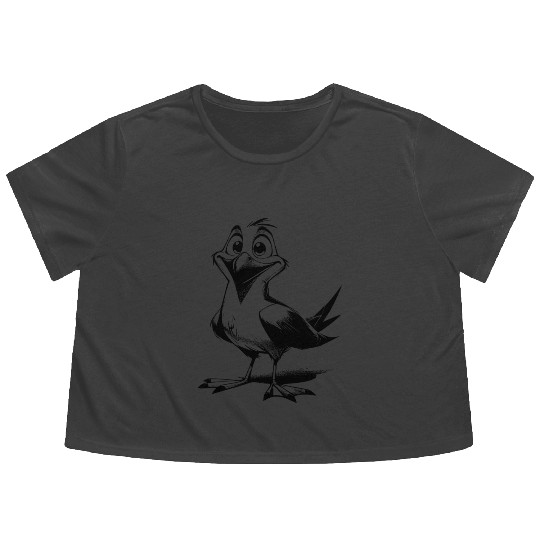 Nice flappy man funny seagull bird Flowy Cropped Tees