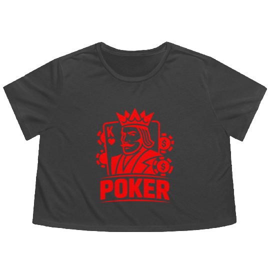 Poker King of Hearts Design Vector One Color Flowy Cropped Tees