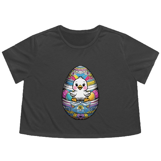 The Cute Easter egg Chick Flowy Cropped Tees