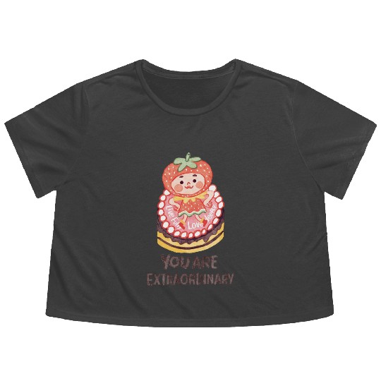 Dancing Strawberry | You Are Extraordinary Flowy Cropped Tees