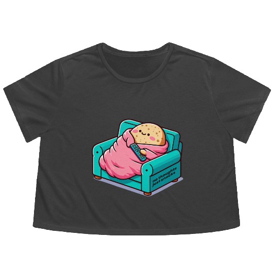 no thoughts just snacks Flowy Cropped Tees