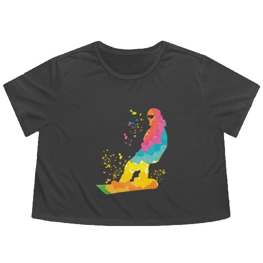 Snowboarder Snowboard Snowboarding Flowy Cropped Tees