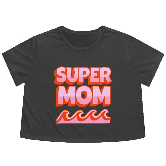 Super Mom Retro Summer Design Flowy Cropped Tees