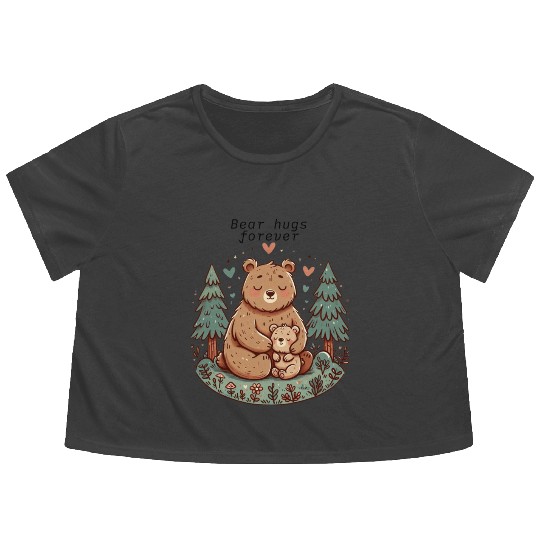 Mama Bear Love – Cute Forest Hug Art Flowy Cropped Tees