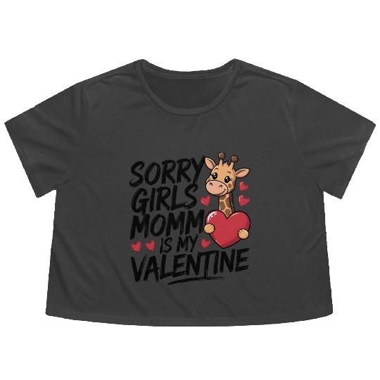 Mommy Is My Valentine – Cute Giraffe Flowy Cropped Tees