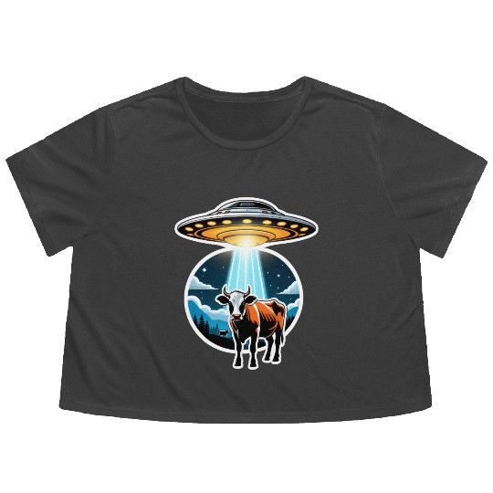 Cattle Mutilations UFO Cow Abduction Flowy Cropped Tees