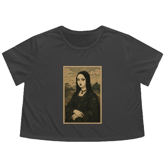 Gothic Geisha Mona Lisa Japanese Vintage Horror Flowy Cropped Tees