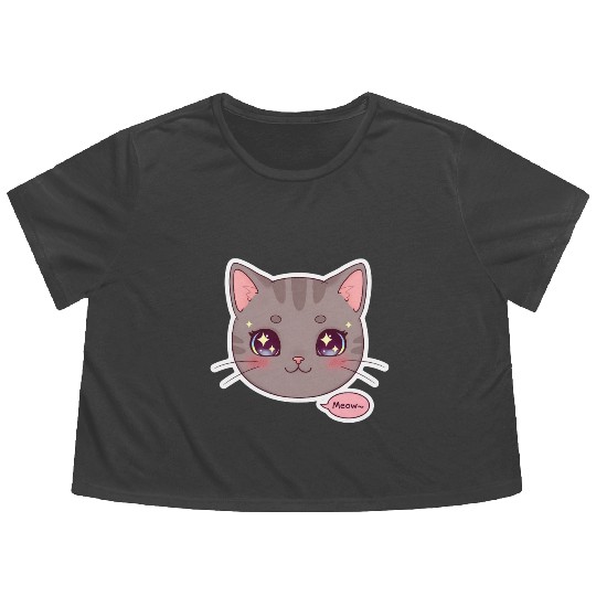 Kawaii Cat – Ultimate Cute Cat Aesthetic Flowy Cropped Tees