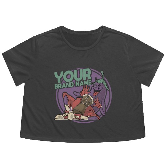 Funky Eggplant Drummer – Funny Cartoon Music T-Shi Flowy Cropped Tees