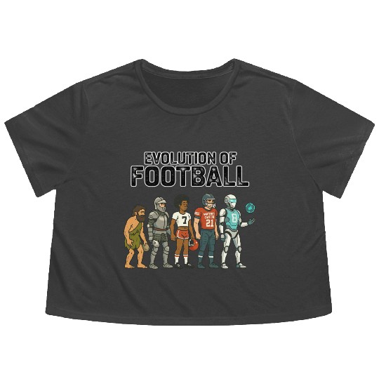 Football Evolution Timeline for Draft and Game Day Flowy Cropped Tees