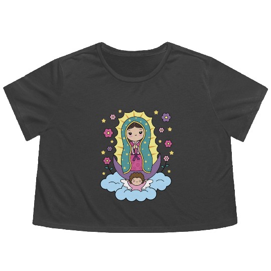 Our Lady of Guadalupe Mexico for Kids Toddlers Flowy Cropped Tees