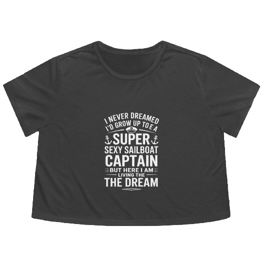 Sexy Sailboat Captain Beach Adventure Summer Flowy Cropped Tees