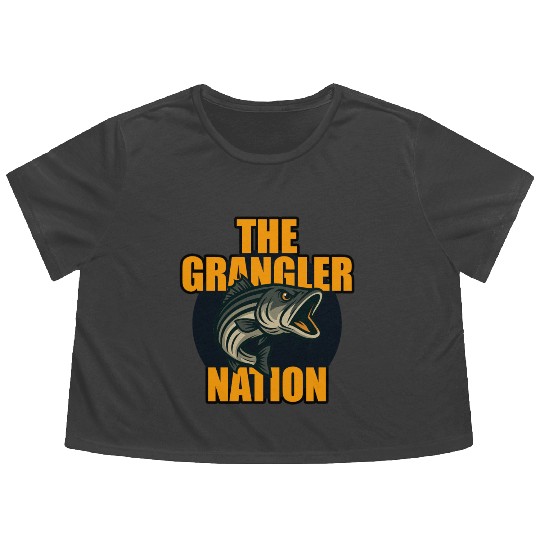 Grangler Nation (Striped Bass) Flowy Cropped Tees