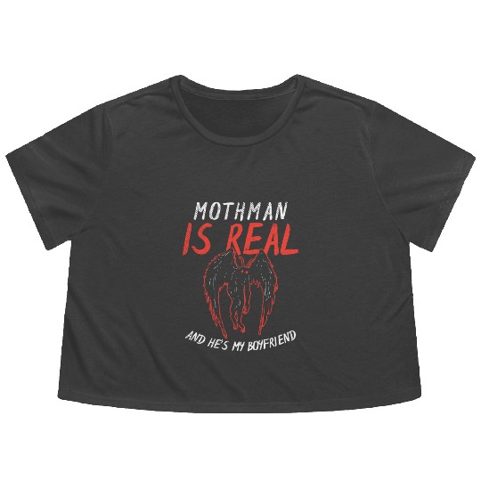 Mothman Is My Boyfriend For Cryptid Lover Flowy Cropped Tees