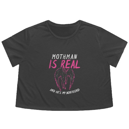 Mothman Is My Boyfriend For Cryptid Lover Flowy Cropped Tees