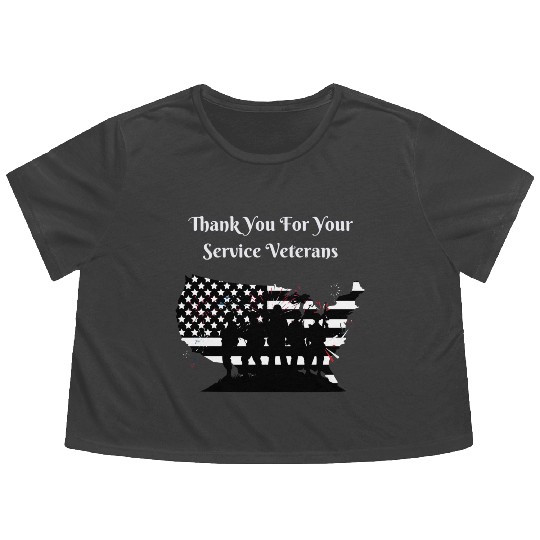 Thank You For Your Service Veterans day US Army Flowy Cropped Tees