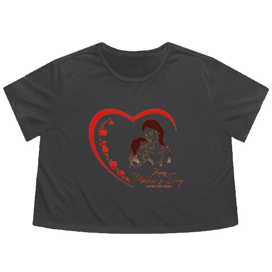 Mother & Daughter Love Heart Mother’s Day Flowy Cropped Tees