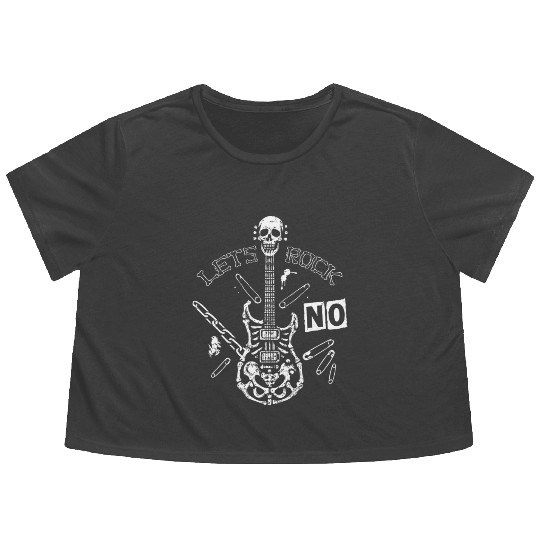 Skull Bone Guitar Punk Flowy Cropped Tees