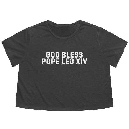 Pope Leo XIV, Historic First American Pope Flowy Cropped Tees