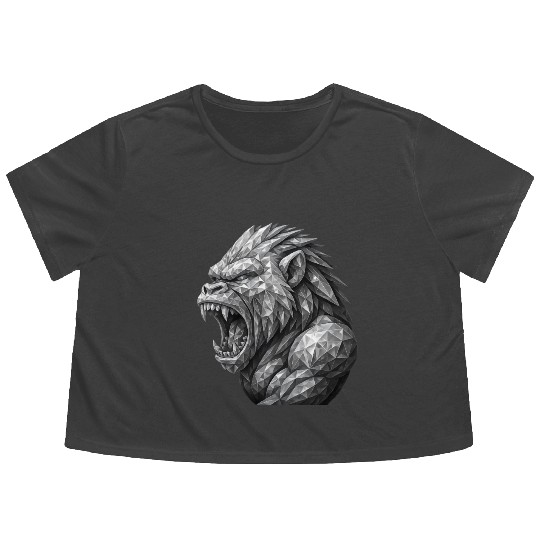 Fierce Geometric angry monkey Flowy Cropped Tees