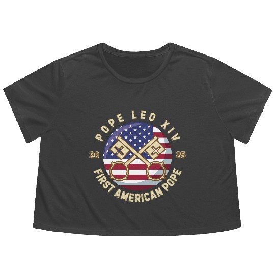 Pope Leo XIV, Historic First American Pope Flowy Cropped Tees