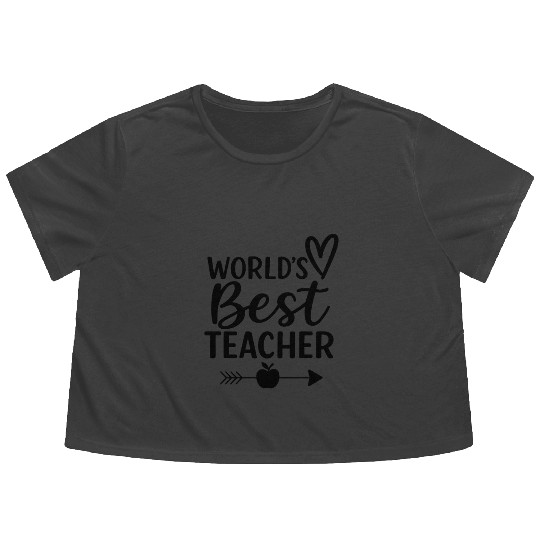 Worlds Best Teacher Flowy Cropped Tees