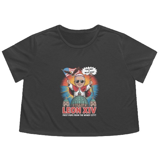Leon XIV Funny American Pope Vatican Humor Flowy Cropped Tees