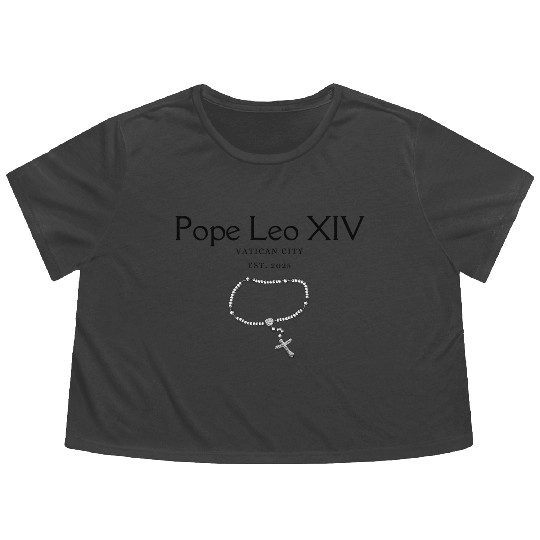 Pope Leo XIV Vatican City Est. 2025 – Rosary Faith Flowy Cropped Tees