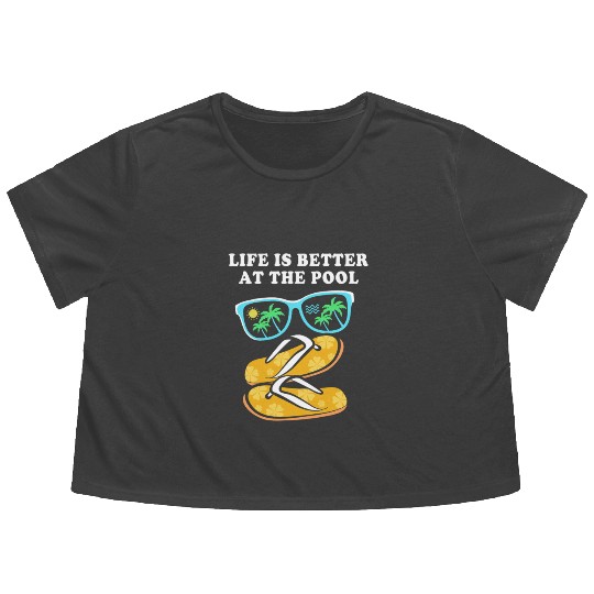 Pool Party Squad Summer Swimming Flowy Cropped Tees