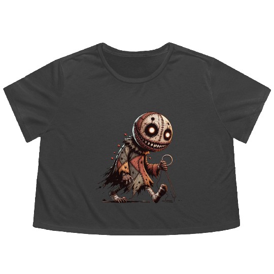 Haunted Rag Doll – Creepy Patchwork Puppet Flowy Cropped Tees