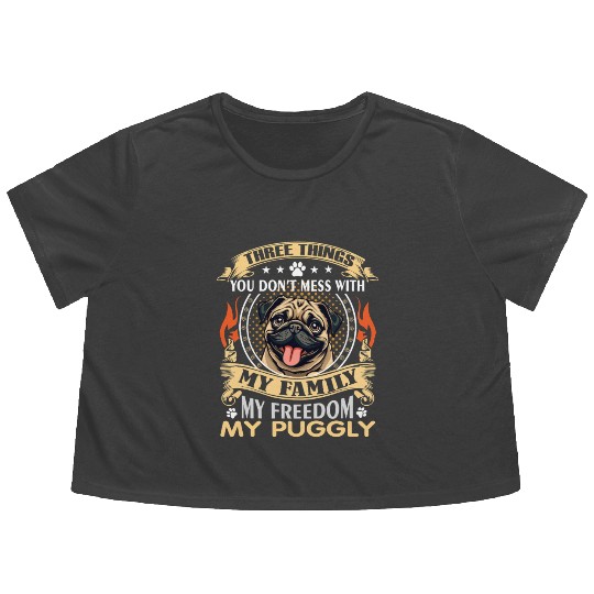 Don’t Mess with My Puggly & Freedom Flowy Cropped Tees