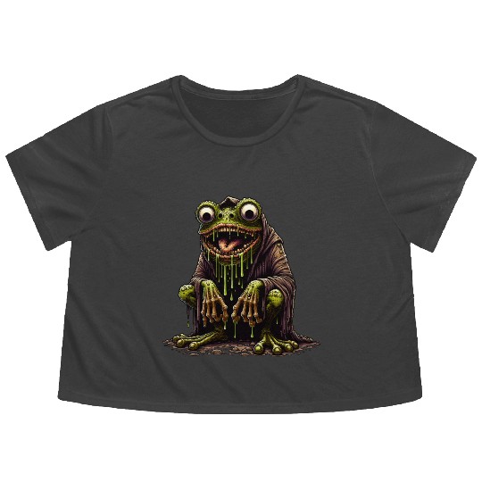 Slime Toad Monster – Creepy Hooded Swamp Creature Flowy Cropped Tees