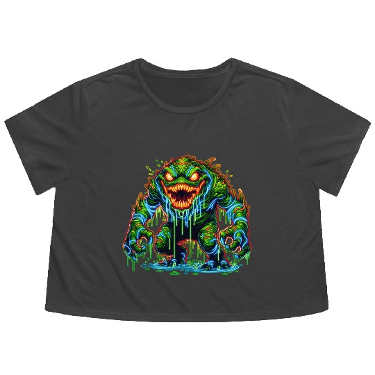 Neon Swamp Beast – Toxic Terror Flowy Cropped Tees