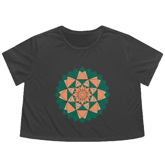 Abstract Starburst Mandala Flowy Cropped Tees